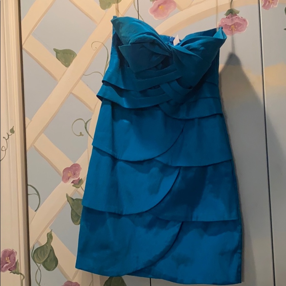 Romeo and Juliet Couture turquoise strapless dress - Picture 4 of 8